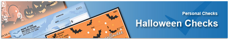 Order fun and scary Halloween themed personal checks