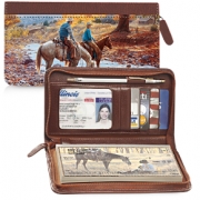 Cowboy Roundup Zippered Wallet Checkbook Cover