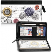 A Touch of Color Genuine Leather Zippered Checkbook Cover Wallet