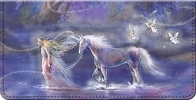 Follow Your Dreams Fantasy Unicorn and Fairy Art Checkbook Cover