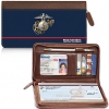 USMC Genuine Leather Zippered Checkbook Cover Wallet