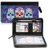 Day of the Dead Genuine Leather Zippered Checkbook Cover Wallet