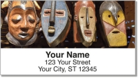 African Tribal Mask Address Labels