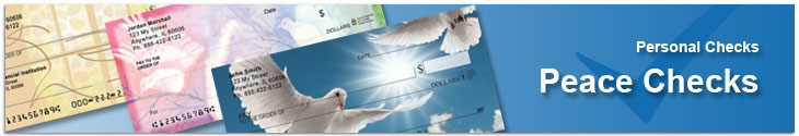Order Peace Sign personal checks with many different symbols of peace