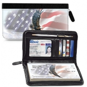 Learn more about God Bless America Zippered Leather Checkbook Cover