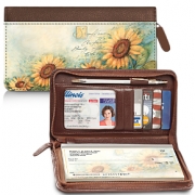 Learn more about Sunflowers Zippered Checkbook Cover Wallet