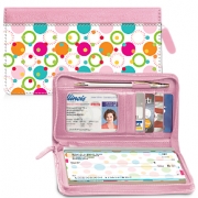 Polka Dot Zippered Wallet Checkbook Cover