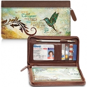 Promises from God Genuine Leather Zippered Checkbook Cover Wallet