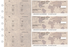 World Map Multi-Purpose Corner Voucher Business Checks