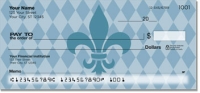 Blue Fleur de Lis Checks