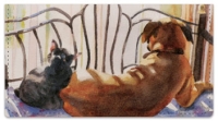 Dog and Cat Painting Checkbook Cover